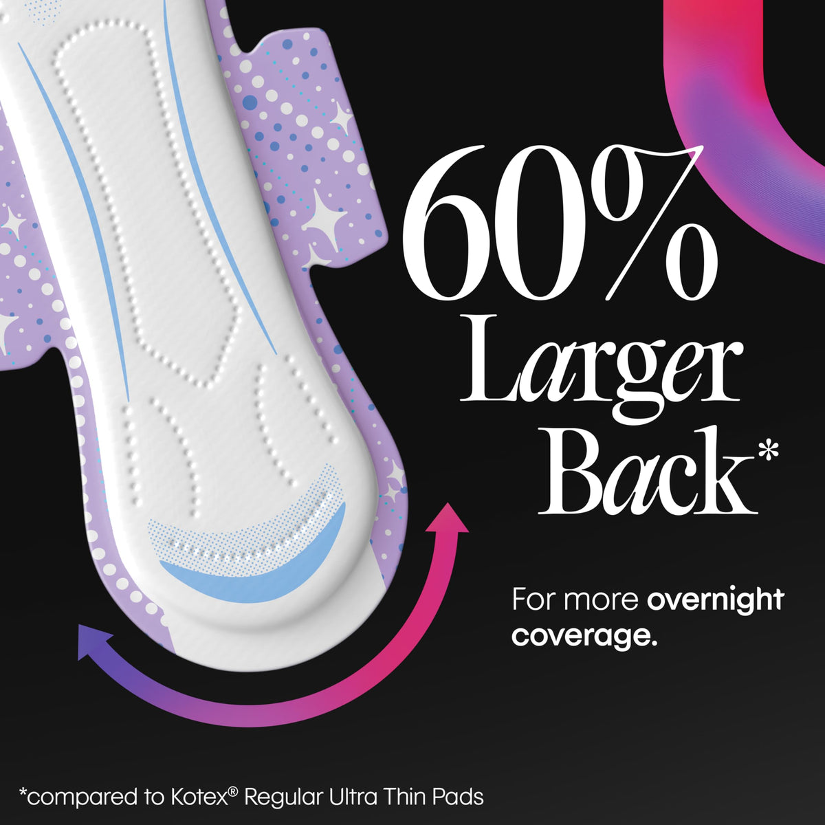 Kotex Overnight Maxi Pads, 78 Count, 2 Packs of 39