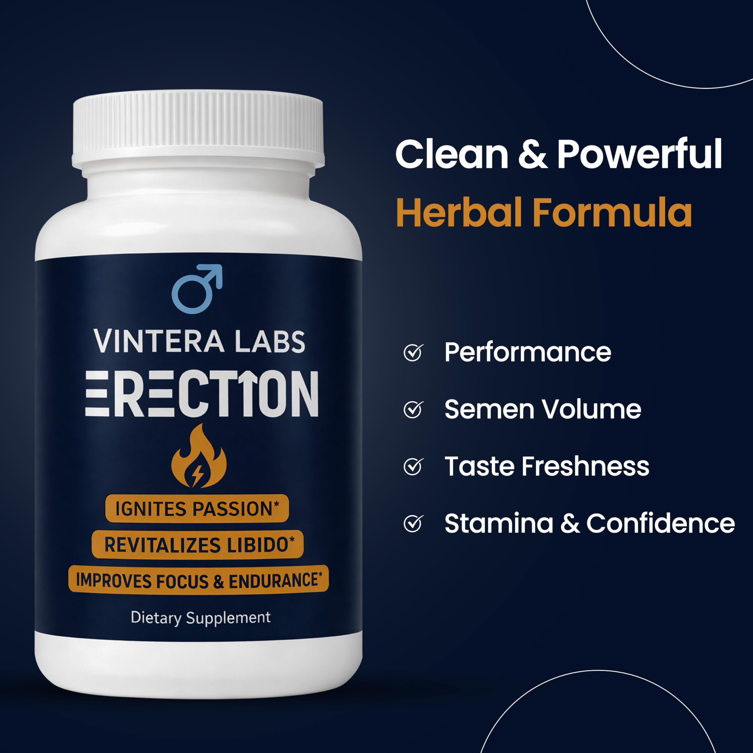 Fast Acting Male Enhancing Pills for Performance, lntimacy, Blood Flow, Hardness | Helps Boost Confidence, Semen Volume Booster, Load & Size, 60 Capsules