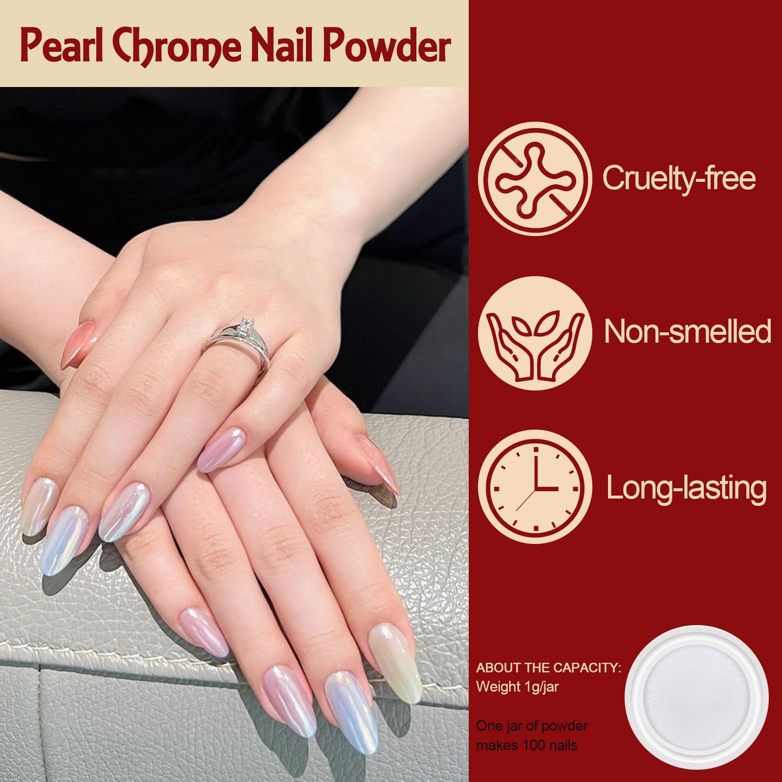 16 Jars Chrome Nail Powder Nail Art Fimo 1g/Jar White Pearl | Mirror Effect Silver Metallic Holographic Dip Nail Powder For Resin Craft Decoration Iridescent Aurora Mermaid Pigment