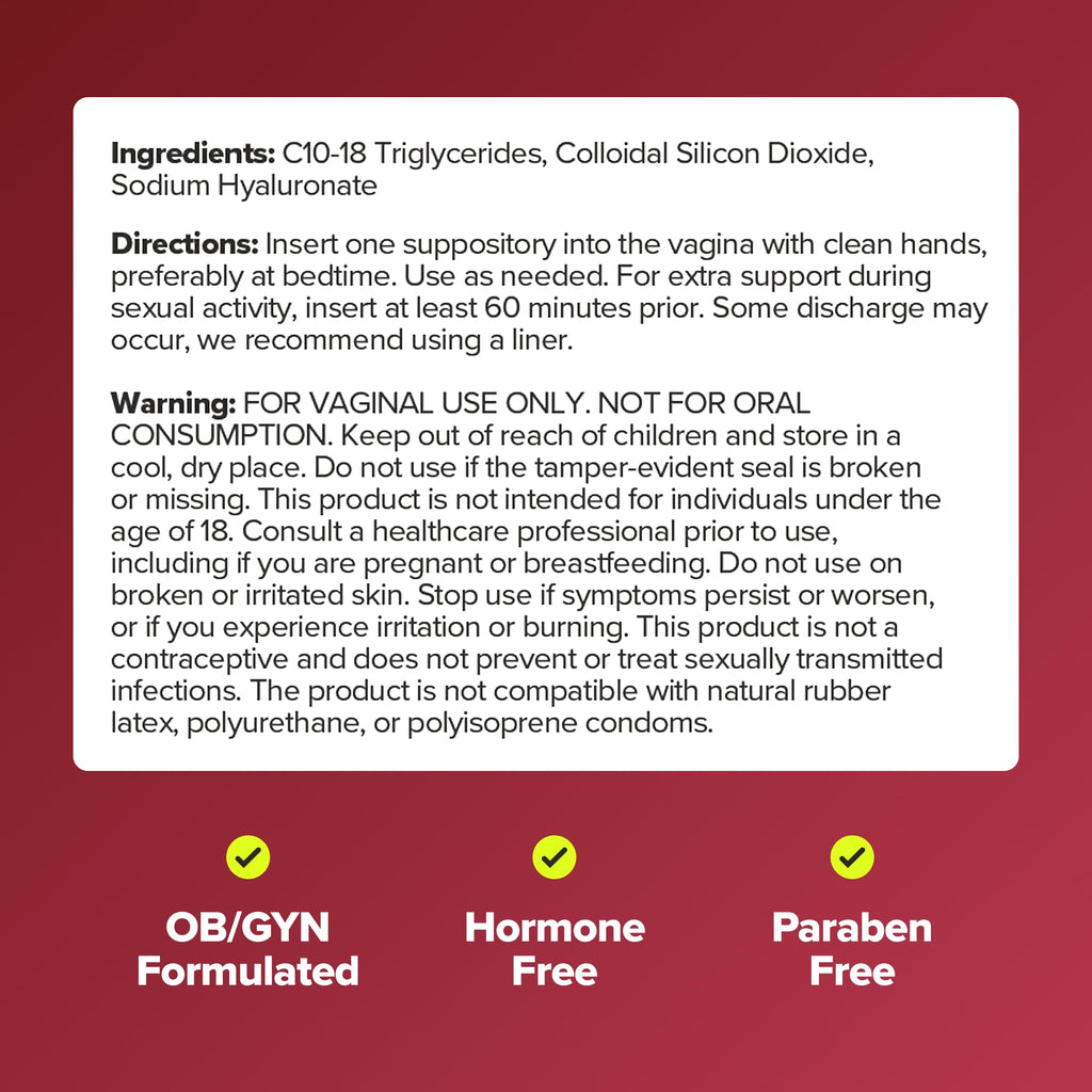 URO Vaginal Moisture Hyaluronic Acid Suppository for Easier Intimacy– 10 Ct