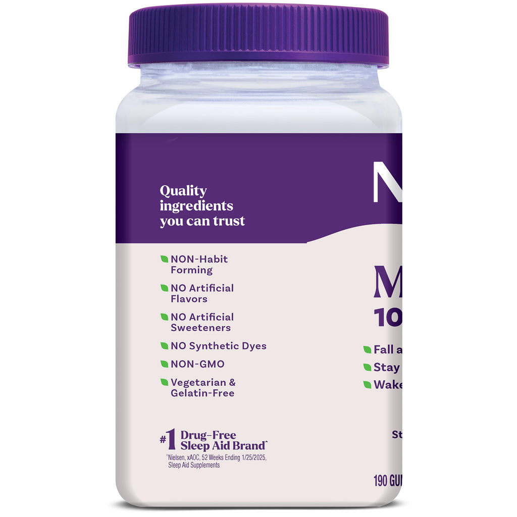 Natrol Melatonin 10 mg Gummies, Sleep Support for Adults, 190 Gummies | Supplement to Fall Asleep Faster & Stay Asleep Longer, Wake Up Refreshed, 100% Drug-Free, Strawberry-flavored, 95 Day Supply