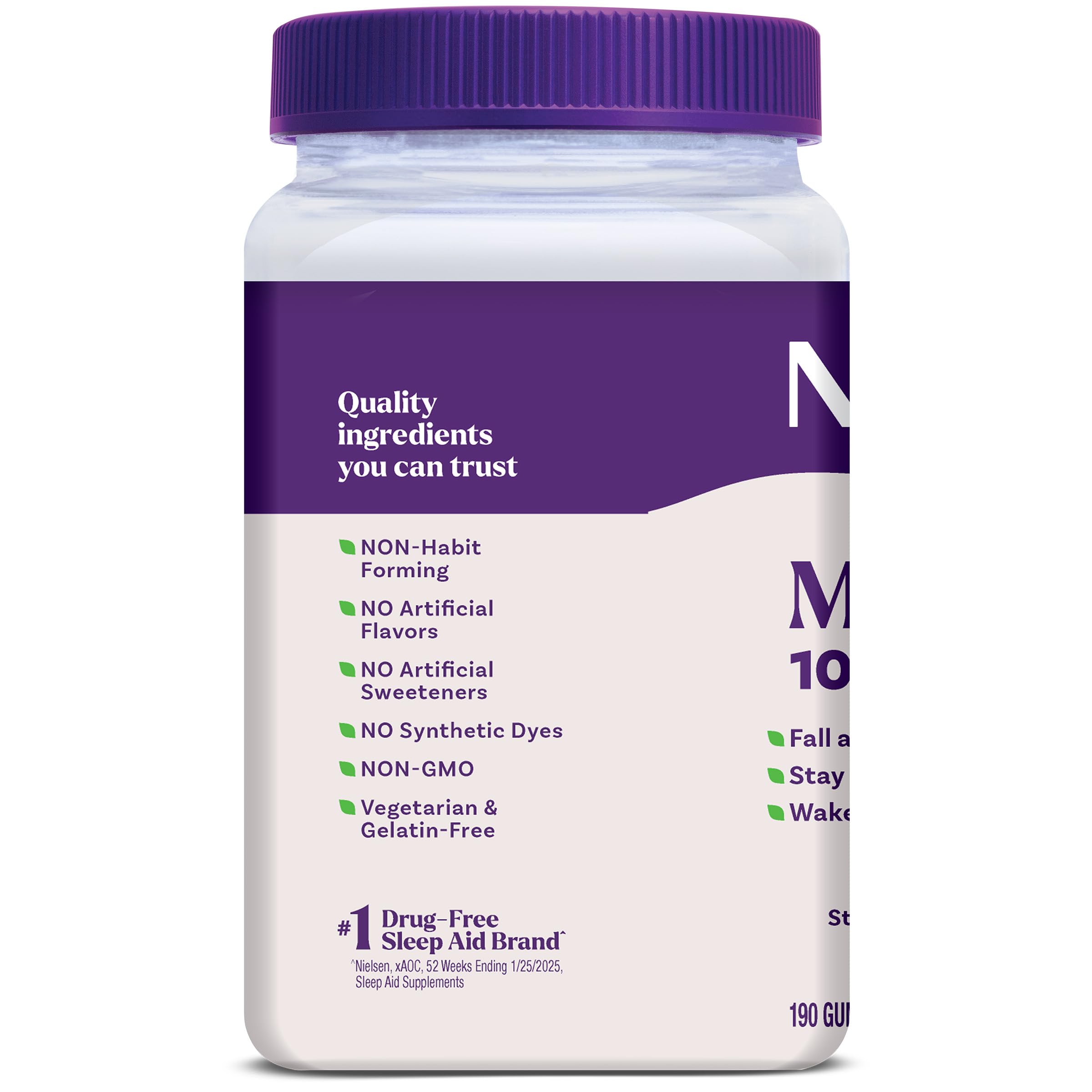 Natrol Melatonin 10 mg Gummies, Sleep Support for Adults, 190 Gummies | Supplement to Fall Asleep Faster & Stay Asleep Longer, Wake Up Refreshed, 100% Drug-Free, Strawberry-flavored, 95 Day Supply