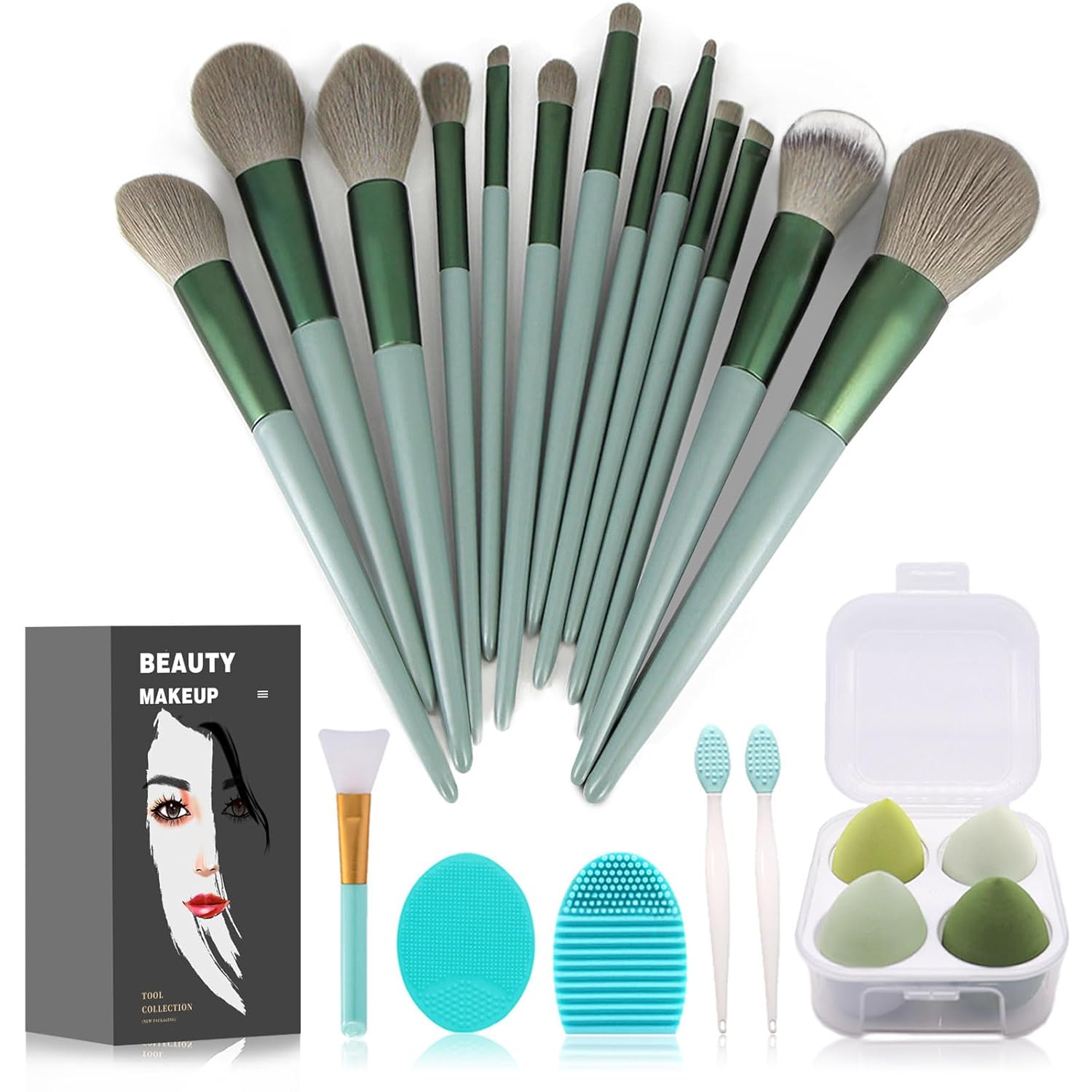 Buy now Makeup Brushes 22 Pcs Makeup Kit,Foundation Brush Eyeshadow Brush Make up Brushes Set (Green, 22 Piece Set) at indiglob india