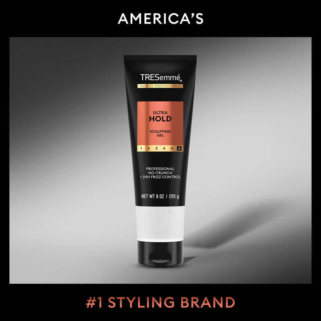 TRESemmé Hair Gel Ultra Hold Maximum Hold 24H Frizz Control 9 oz | For frizz-prone hair, Helps moisturize & add shine, Sculpting, Ultra strong hold, Humidity protection
