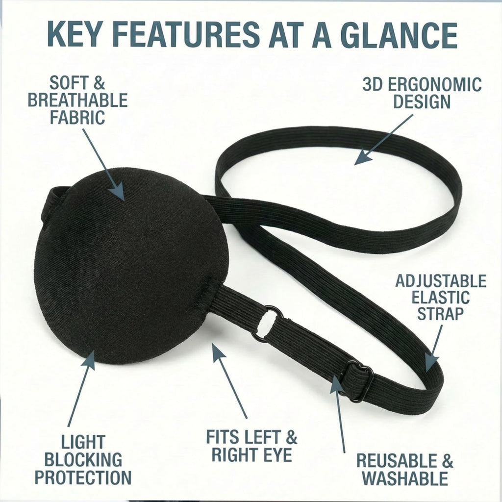 2 Pack Adjustable Medical Eye Patch, Reusable Amblyopia Eye Cover for Both Eyes