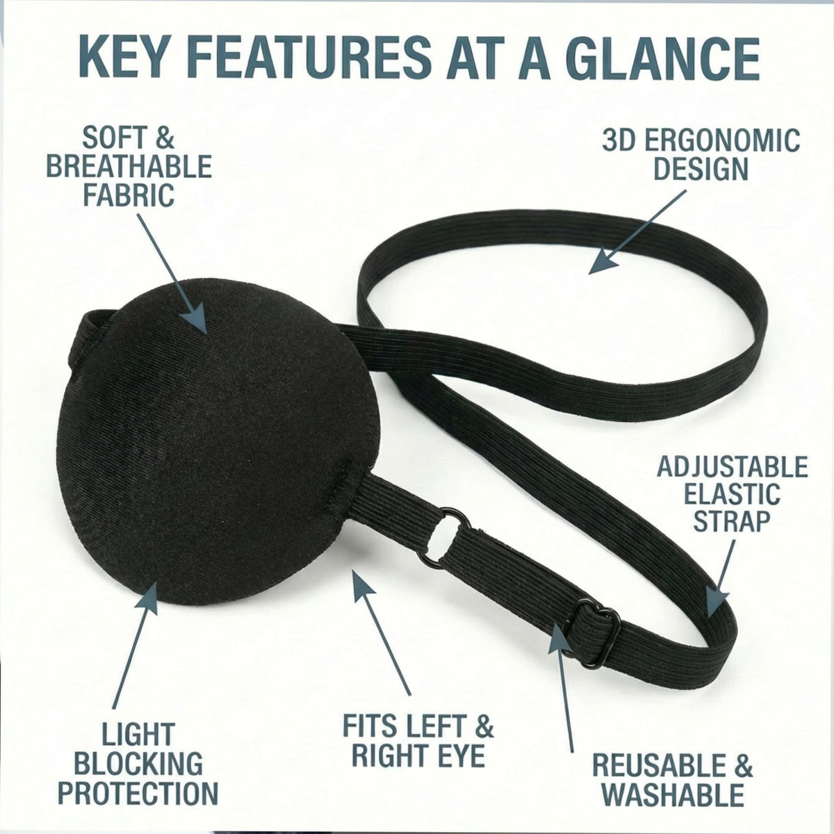 2 Pack Adjustable Medical Eye Patch, Reusable Amblyopia Eye Cover for Both Eyes