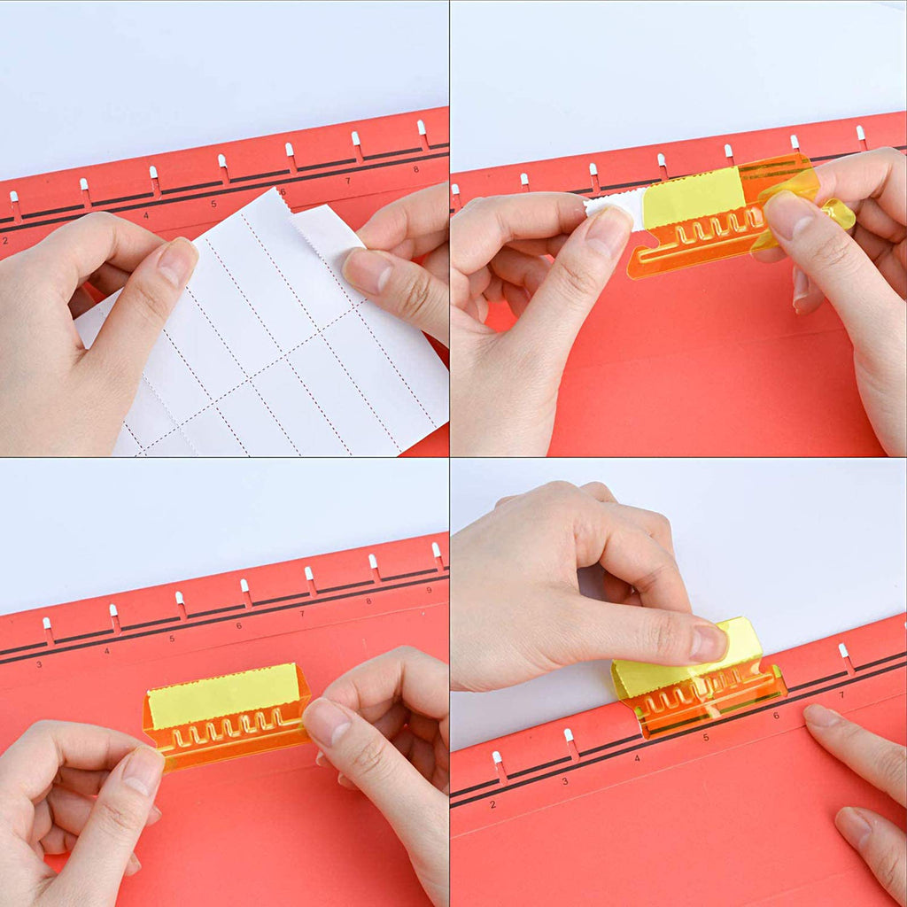 File Folder Tabs, 2 Inch Clear Multicolor Hanging Folder Tabs with Inserts