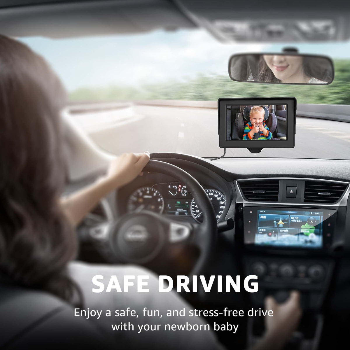 GROWNSY Baby Car Camera with Night Vision, 4.3 Inch HD Display