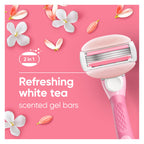 Gillette Venus ComfortGlide White Tea Women's Razor Refills, 4 Refill Cartridges, Fits Venus Reusable Razor Handles, 3-Bladed with Built-in Shave Gel Bars
