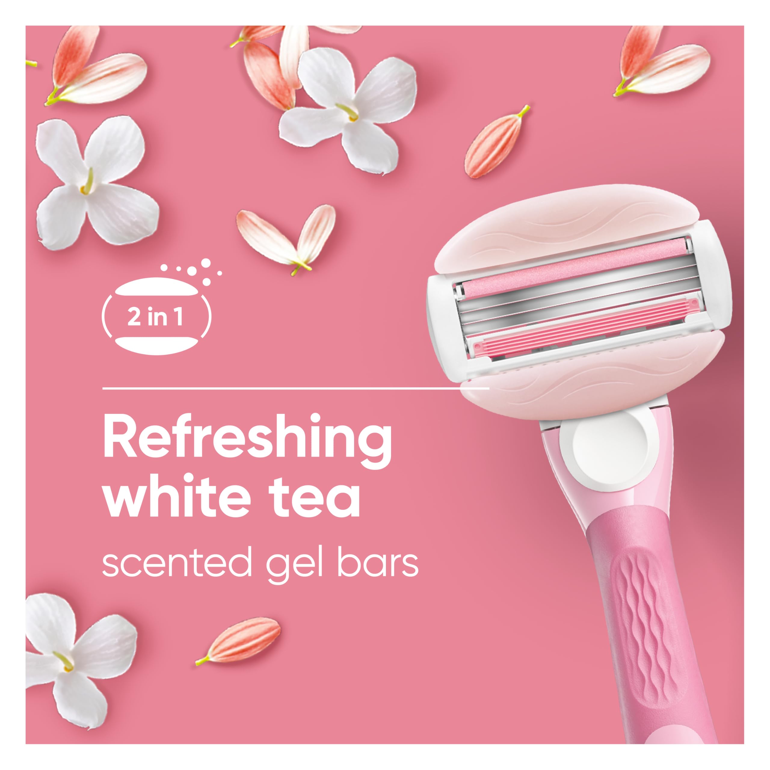 Gillette Venus ComfortGlide White Tea Women's Razor Refills, 4 Refill Cartridges, Fits Venus Reusable Razor Handles, 3-Bladed with Built-in Shave Gel Bars