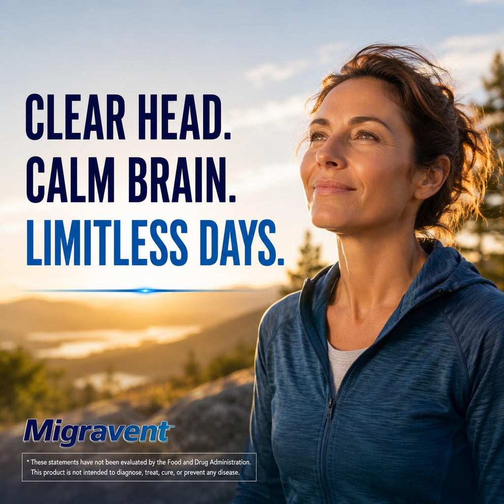 Migravent Brain & Circulatory Wellness Support - 60 Capsules | Advanced Nutritional Formula with Magnesium, CoQ10, Vitamin B2, PA-Free Butterbur & Bioperine for Brain Wellness Support.