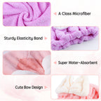 Microfiber Hair Drying Caps, 5-Pack Extra Soft and Ultra Absorbent