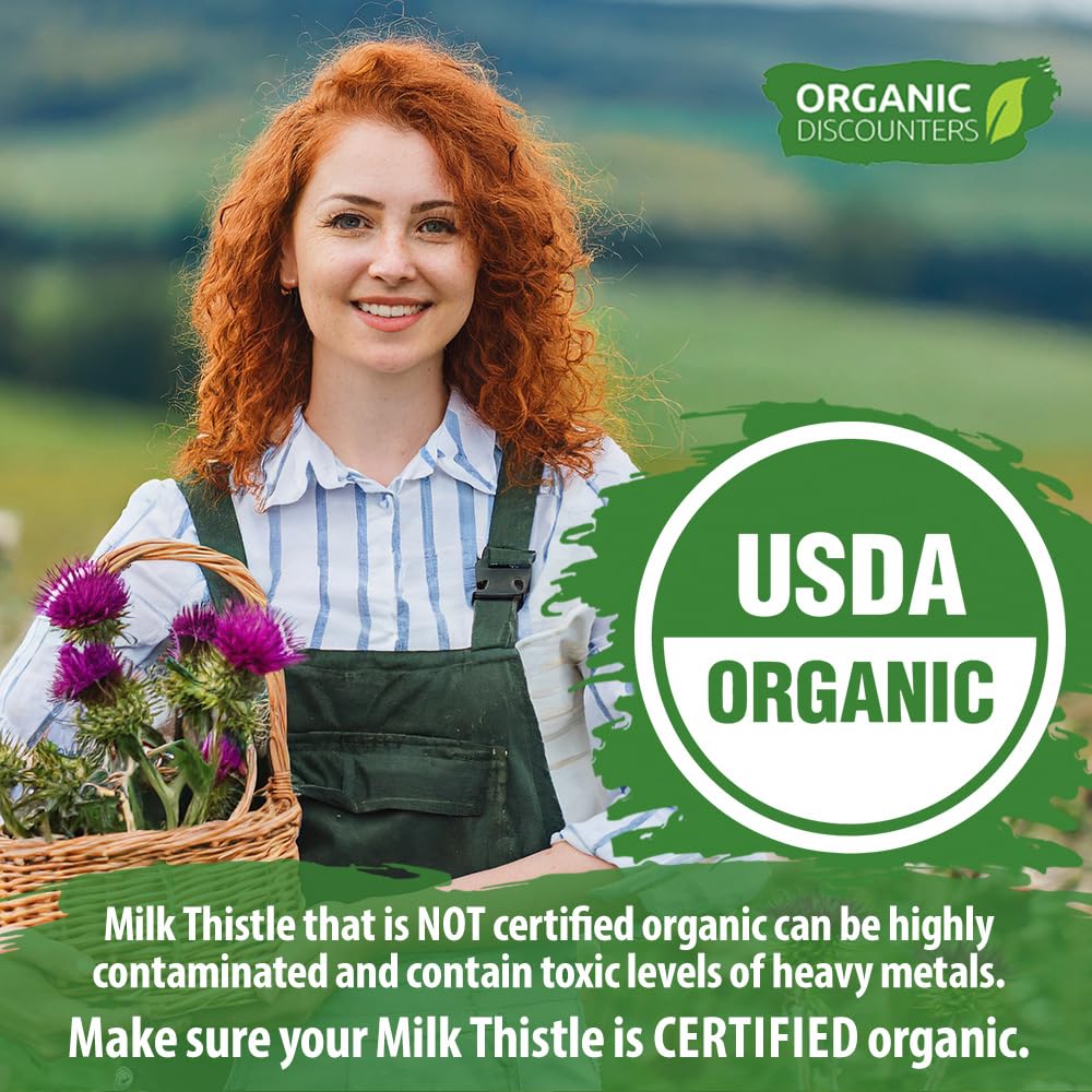 USDA Organic Milk Thistle 30:1 Extract Capsules, 280 Vegan Capsules, Rich in Silymarin Flavonoids, Liver Cleanse and Liver Detox Support, Standardized 30X Extract, Made in the USA