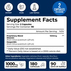 Diosmin Hesperidin 1000mg for Leg Circulation & Vein Support*, 180 Capsules | Diosmin & Hesperidin - 90 Day Supply Of Easy-To-Swallow Capsules For Vein Health, Capillaries & Lymphatic Flow
