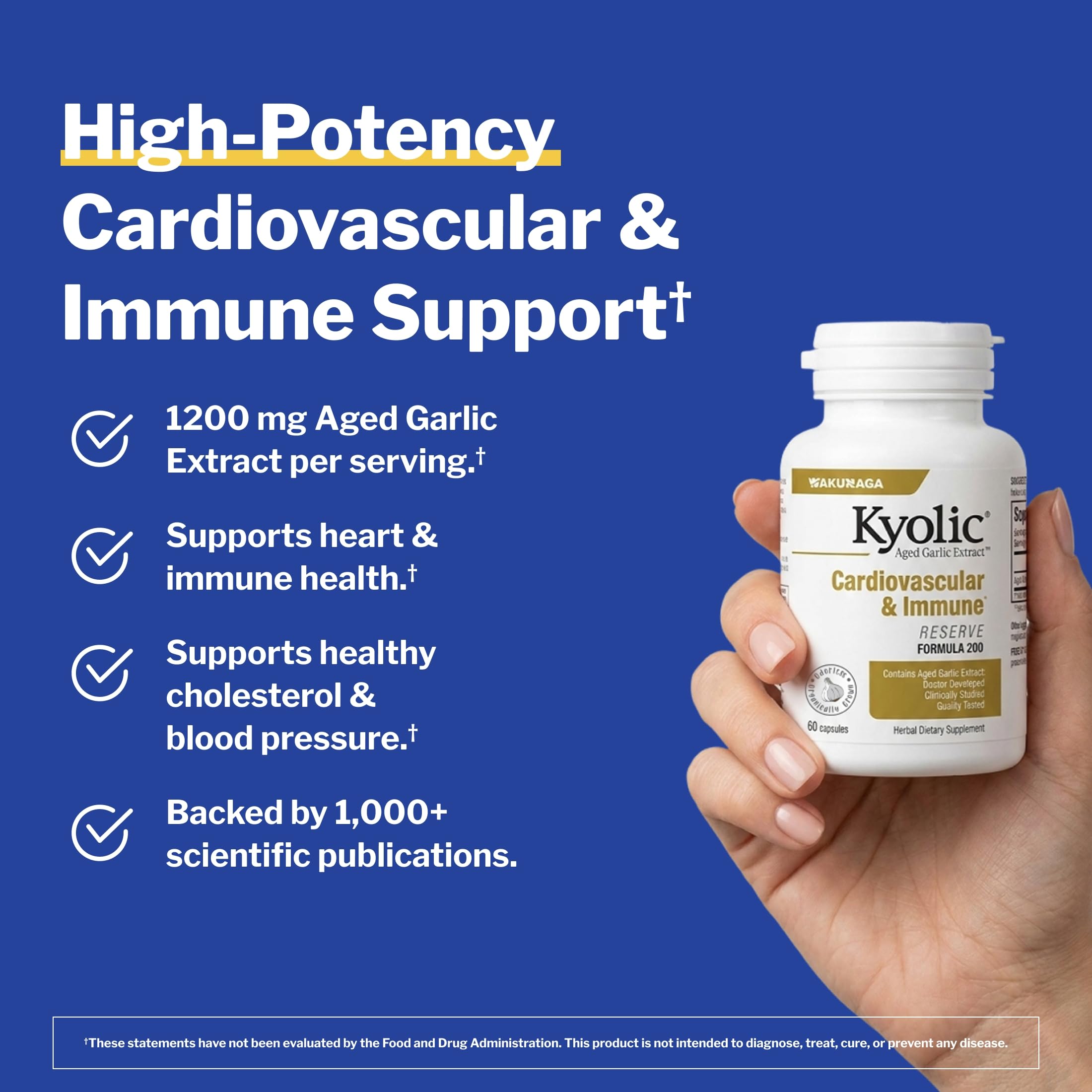 Kyolic Age Cardiovascular & Immune* Formula 200 (Reserve), 60 Capsules | High Potency Reserve Formula Aged Garlic Extract to Support Overall Heart Health, Circulation and Immune System, GMO-Free