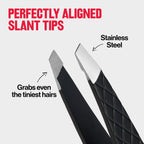 Revlon Expert Slant Tip Tweezer, Black, 1 Count | High precision stainless steel slant tweezer for easy, accurate hair removal.
