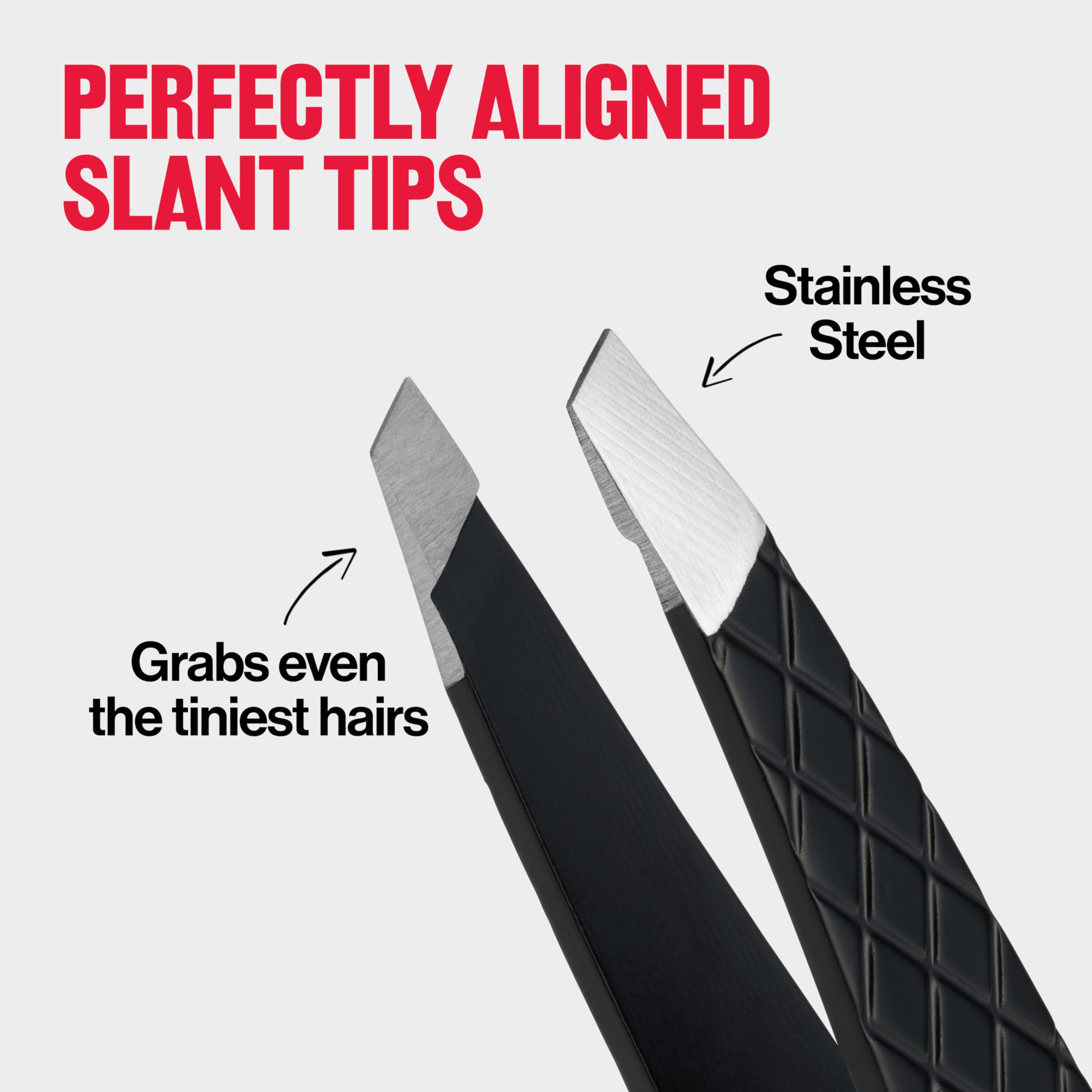 Revlon Expert Slant Tip Tweezer, Black, 1 Count | High precision stainless steel slant tweezer for easy, accurate hair removal.