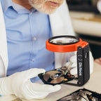 Buy now Dicfeos 30X 40X Magnifying Glass with Light and Stand, Non-Rechargeable, Folding Design 32 LED Illuminated for Close Work, Handheld Large Glasses Reading, Powered by Battery or USB at indiglob india