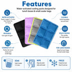 4 Pack Small Ice Packs for Lunch Boxes, Reusable, Multi-Color