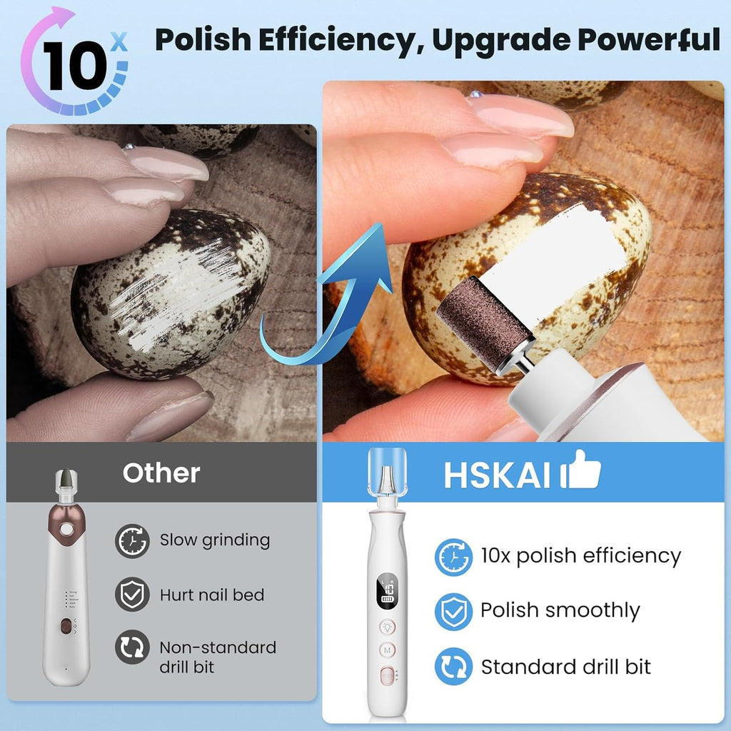 Electric Nail File Drill, Toe Nail Grinder for Thick Toenails & Callus | 10-Speed 2000mAh Cordless Rechargeable Nail Filer, 50Pcs Manicure Pedicure Kit with LED Lamp, Gifts for Women Men Seniors