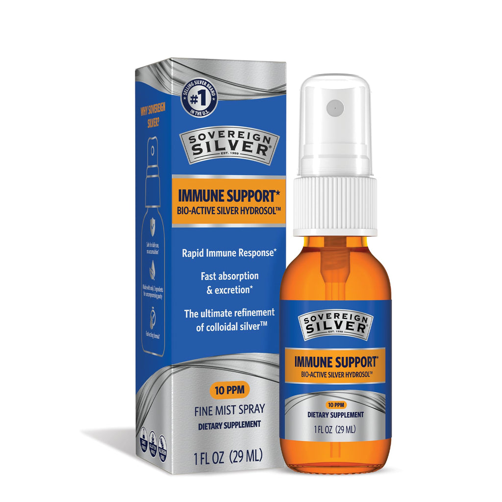 Sovereign Silver Immune Support, Colloidal Silver, Fine Mist Spray, 2 fl oz | Bio-Active Silver Hydrosol, 10 ppm