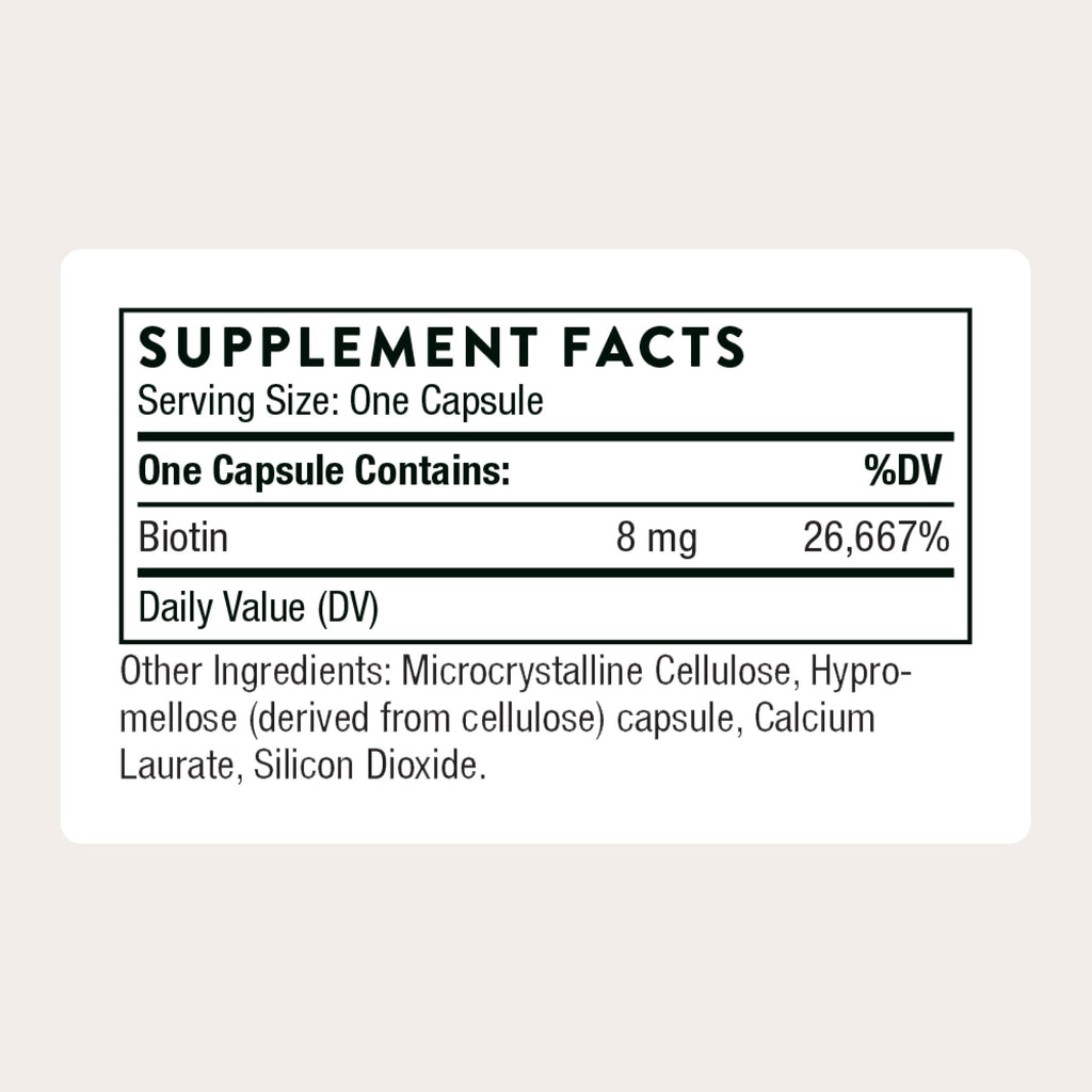 THORNE Biotin, 8 mg Vitamin B7 Supplement, 60 Capsules