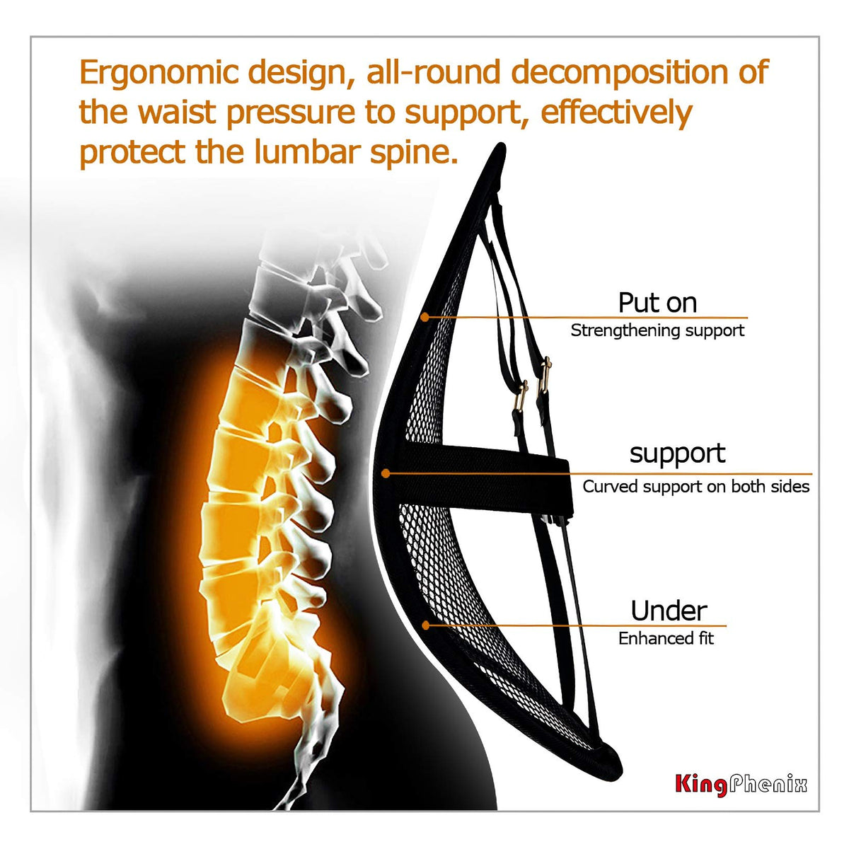 kingphenix 2-Pack Mesh Lumbar Support for Car and Office Chair Comfort