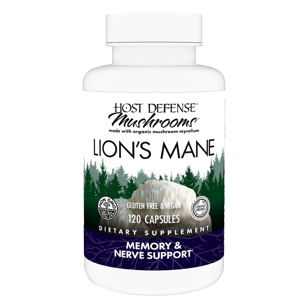 Host Defense Lion's Mane, Brain Health & Focus Support, 120 Capsules | Brain Health Support Supplement to Aid Mental Clarity, Focus, and Memory Function, Immune System Support, 60 Servings