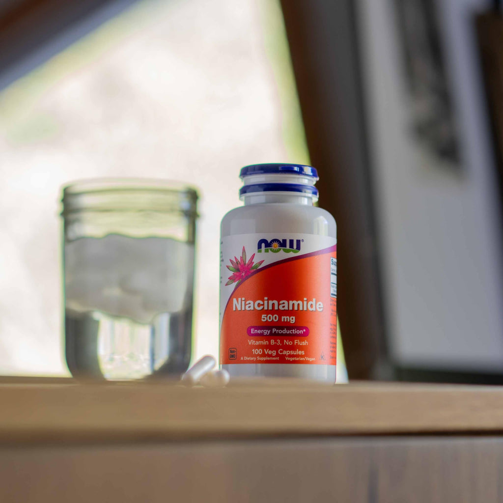 Buy now NOW Foods Supplements, Niacinamide (Vitamin B-3) 500 mg, Energy Production*, 100 Veg Capsules at indiglob india