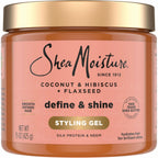 Shea Moisture Coconut & Hibiscus Define & Shine Styling Gel 15oz | For curly hair - hydrates, defines, and controls frizz with Coconut Oil, Flaxseed and Glycerin for lasting hold.
