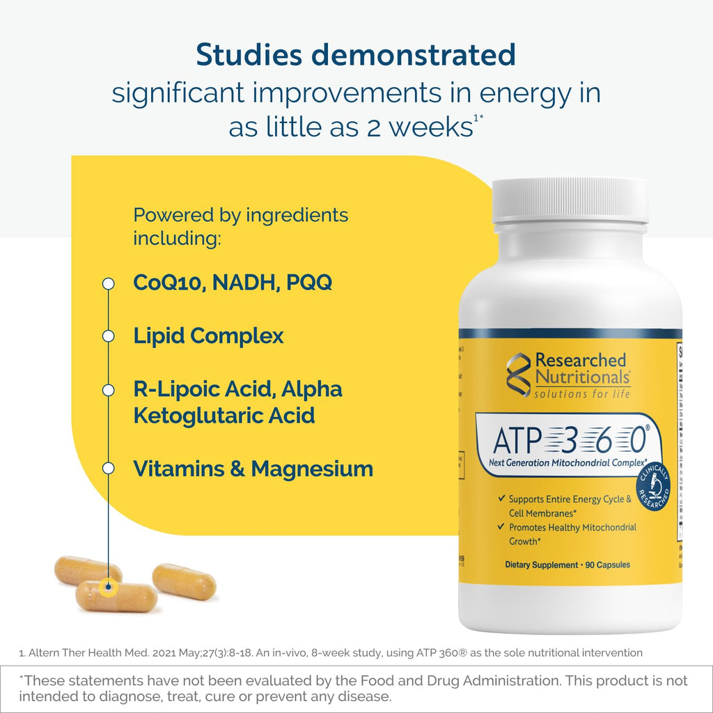 Researched Nutritionals ATP 360 Mitochondrial Supplement, 90 Capsules