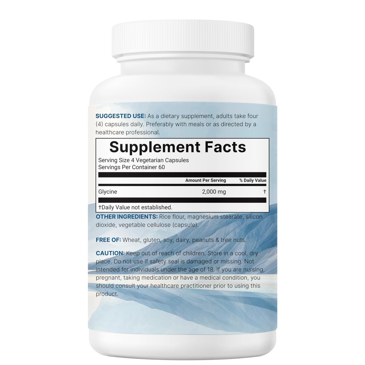 Glycine 2,000mg Per Serving, 240 Veggie Capsules | Free Form | Double Strength Amino Acids | Restful Sleep and Neurotransmitter Support Supplements | Non-GMO, Gluten Free