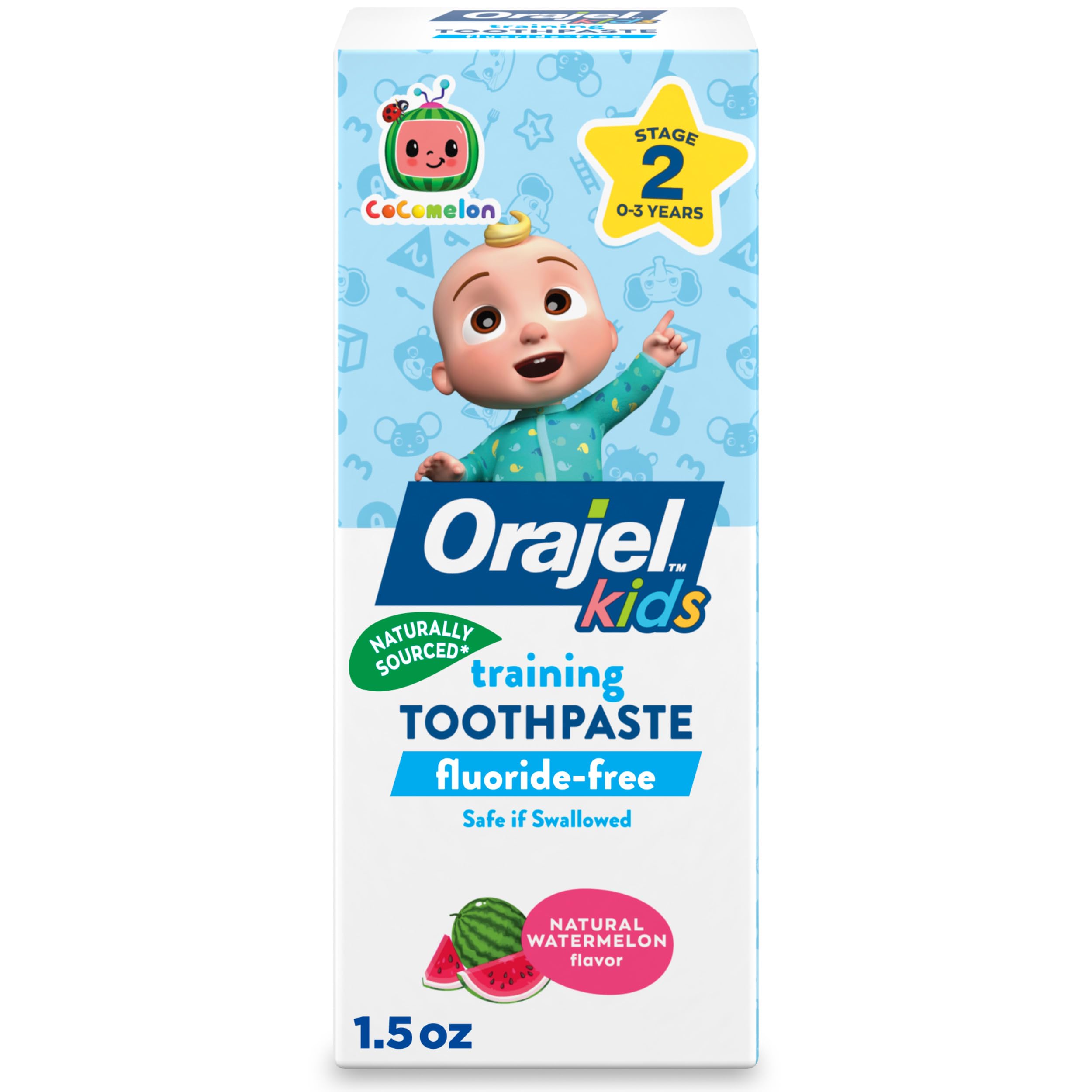 Buy now Orajel Kids CoComelon Training Toothpaste Fluoride-Free; #1 Pediatrician Recommended Fluoride-Free Toothpaste*, 1.5oz Tube Natural Watermelon Flavor 1.5 Ounce (Pack of 1) at indiglob india
