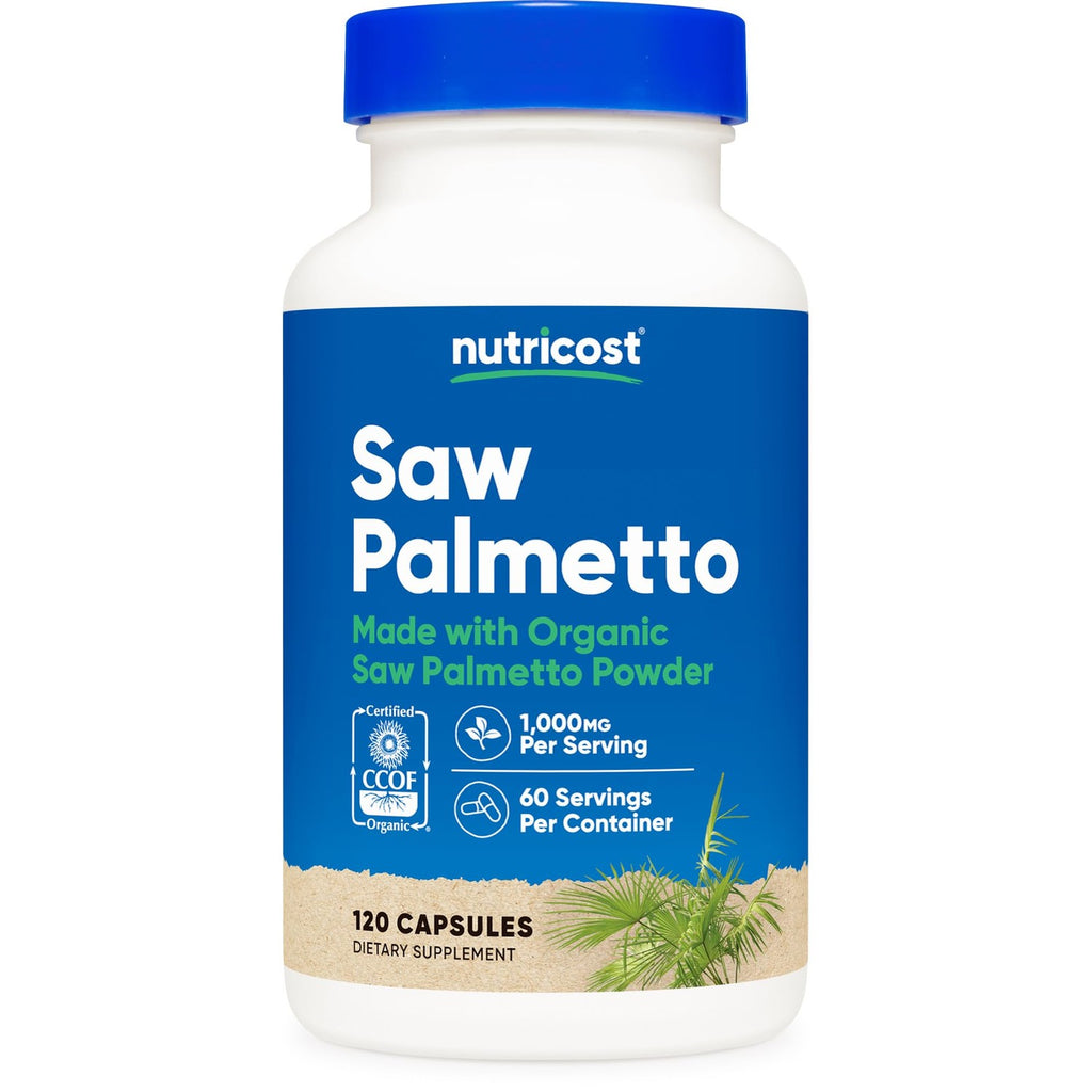 Nutricost Saw Palmetto (1000mg) 120 Capsules, 60 Servings, CCOF Organic | Vegetarian Friendly, 500mg Per Capsule, Gluten Free