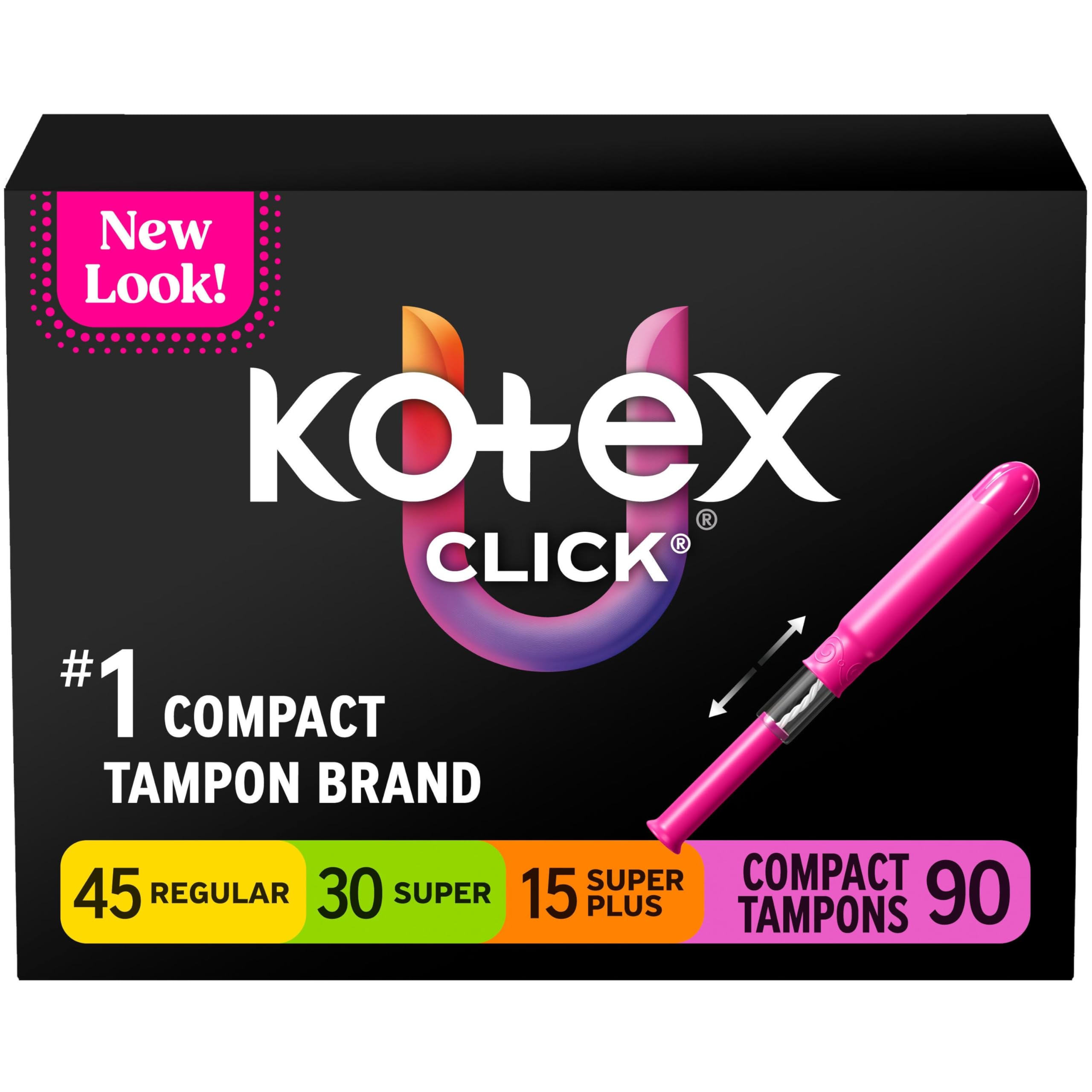 Buy now U by Kotex Tampons, Click Compact, Super Plus Absorbency, Unscented, 45 Count Regular Super Super Plus 90 at indiglob india