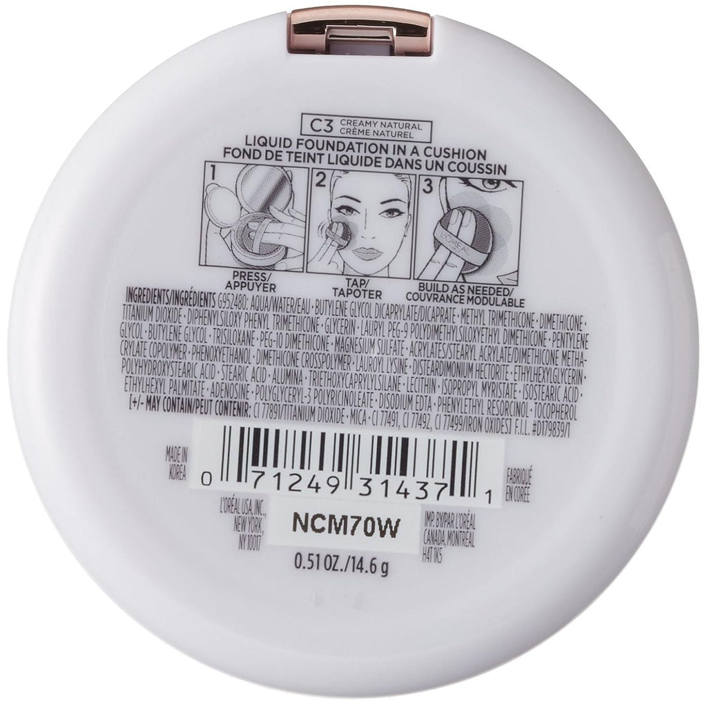 Buy now L'OrÃ©al Paris True Match Lumi Cushion Foundation, C3 Creamy Natural, 0.51 oz. at indiglob india