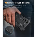 Buy now FNTCASE for Samsung Galaxy S24-Ultra Case: Military Grade Drop Proof Protection Cases with Kickstand | Shockproof Rugged Hard Phonecase Heavy Duty Matte Textured Protective Cover - 6.8 Inch Black at indiglob india