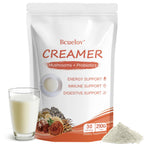 Mushroom Coffee Creamer,Superfood Creamer Powder with 6 Adaptogenic Mushrooms & Probiotics for Energy, Focus, Digestion - 30 Servings