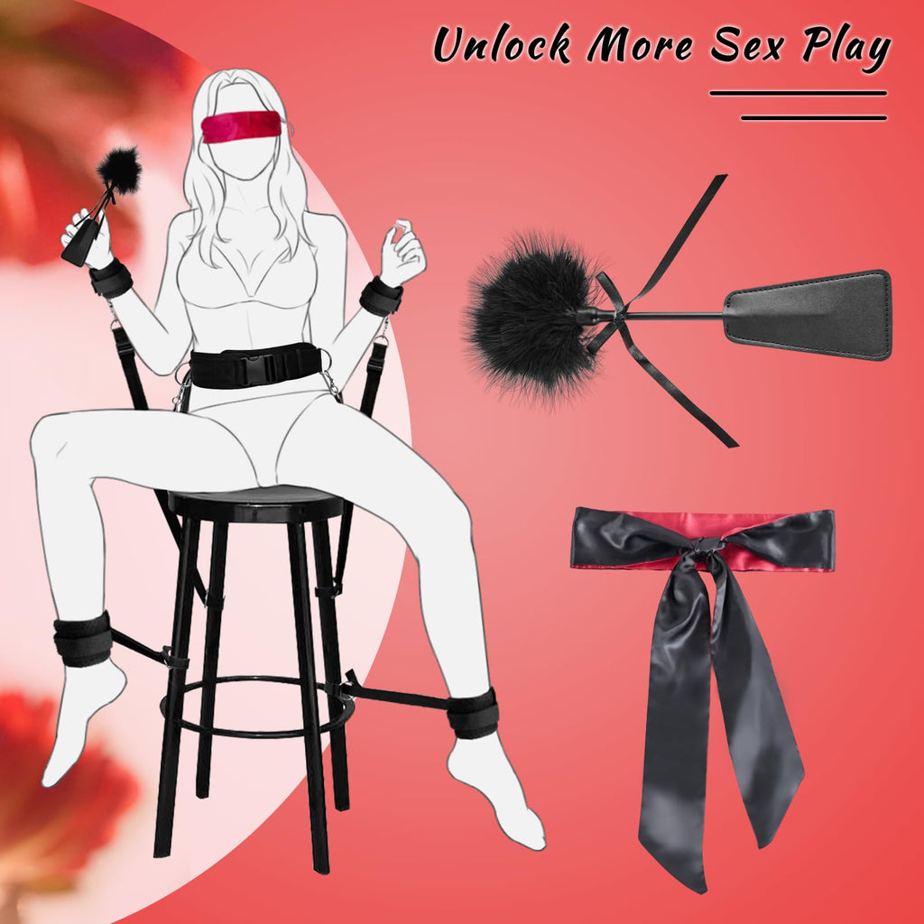 Sex Toys BDSM Bondage Restraints Sex Harness Adjustable Bed Restraints Sex Straps Kit Sex Sling Handcuffs Cross Strap Blindfold Tickler Feather Bondage Gear & Accessories Adult Couples Games S&M Whips