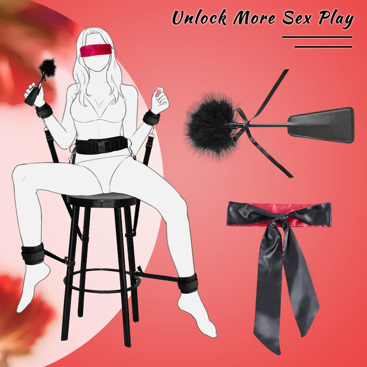 Sex Toys BDSM Bondage Restraints Sex Harness Adjustable Bed Restraints Sex Straps Kit Sex Sling Handcuffs Cross Strap Blindfold Tickler Feather Bondage Gear & Accessories Adult Couples Games S&M Whips