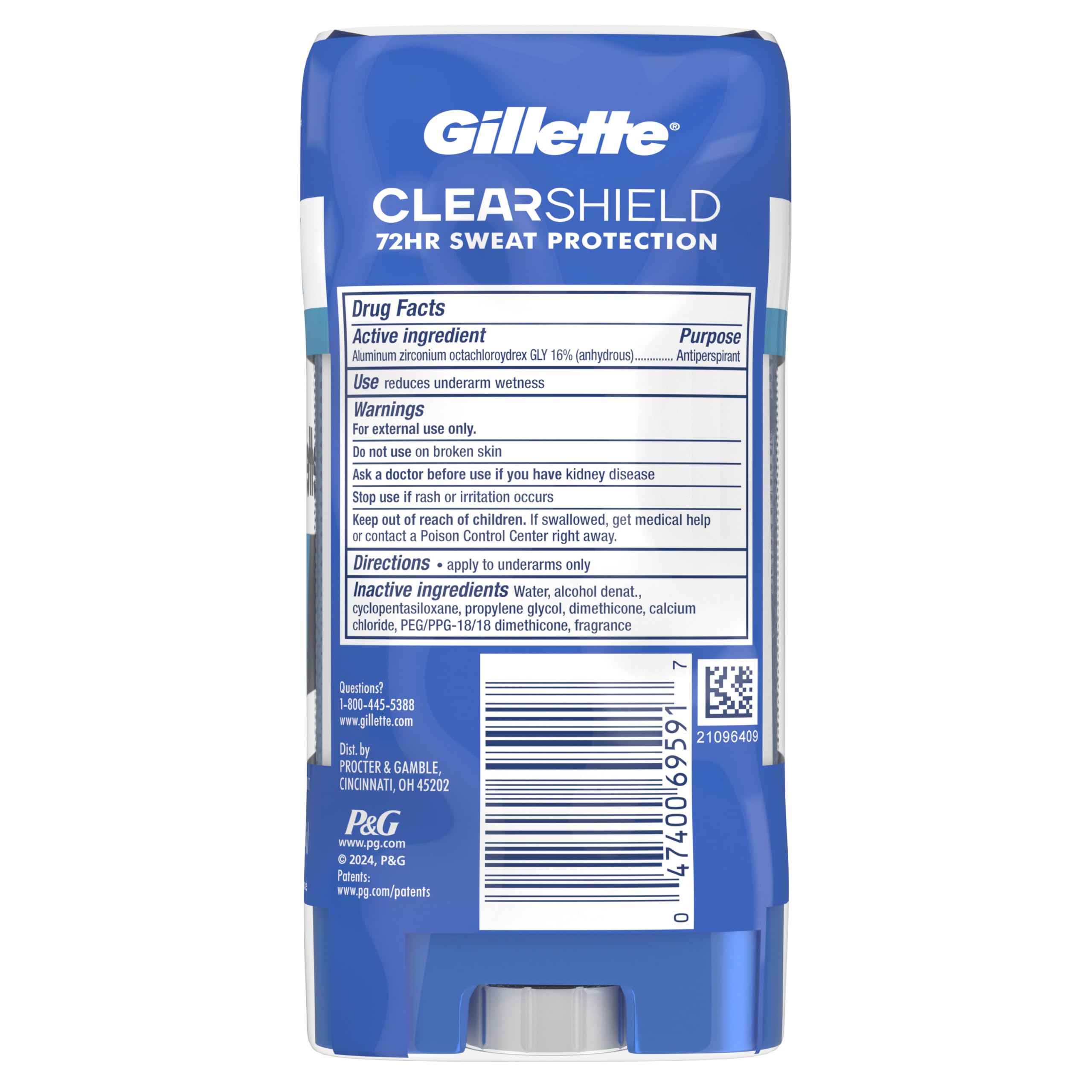 Gillette Antiperspirant and Deodorant for Men, 72hr Sweat & Odor Protection, Long Lasting Freshness, Anti-White Mark Technology, Clear Gel, Cool Wave Scent, 3.8 oz (Pack of 3)