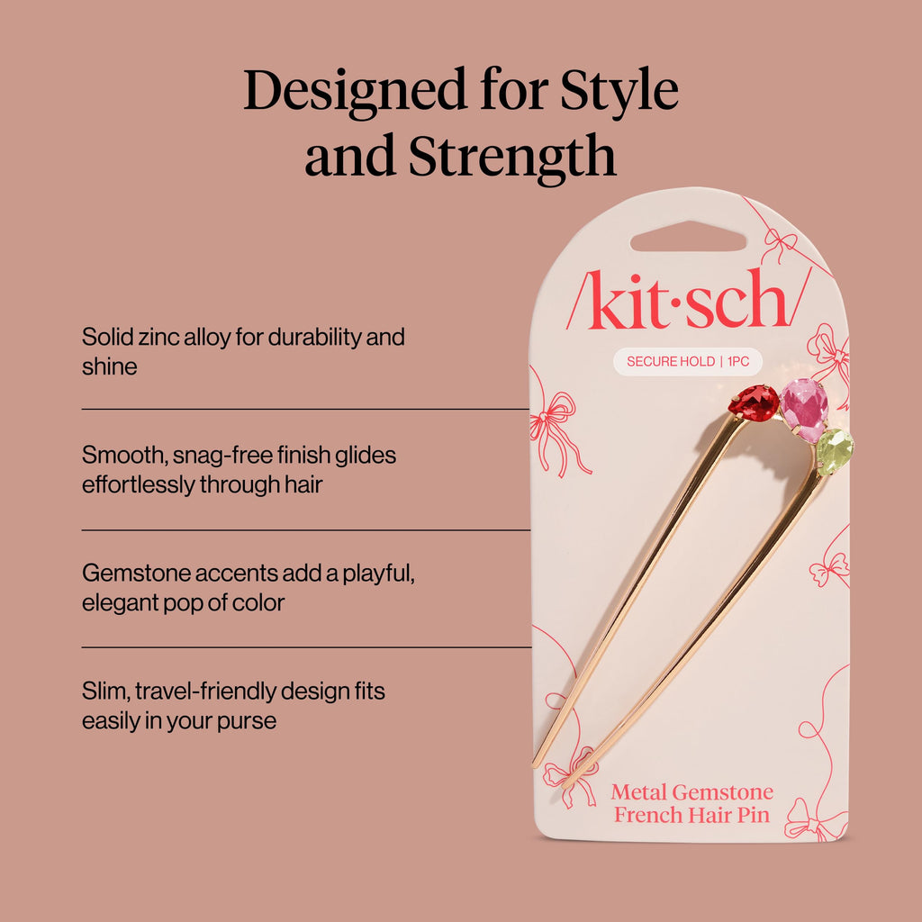 Buy now Kitsch French Hair Pins for Women â€“ Elegant & Durable Metal Hair Fork for Updos, Chignon, Bun & Twist Hairstyles, Secure Hold All Day, Comfortable Fit | Ideal Gifts for Women- Gold, 1pc at indiglob india