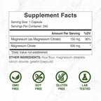 Deal Supplement Magnesium Citrate 500mg, 240 Capsules | One a Day, Easily Absorbed, Purified Trace Mineral – Non-GMO