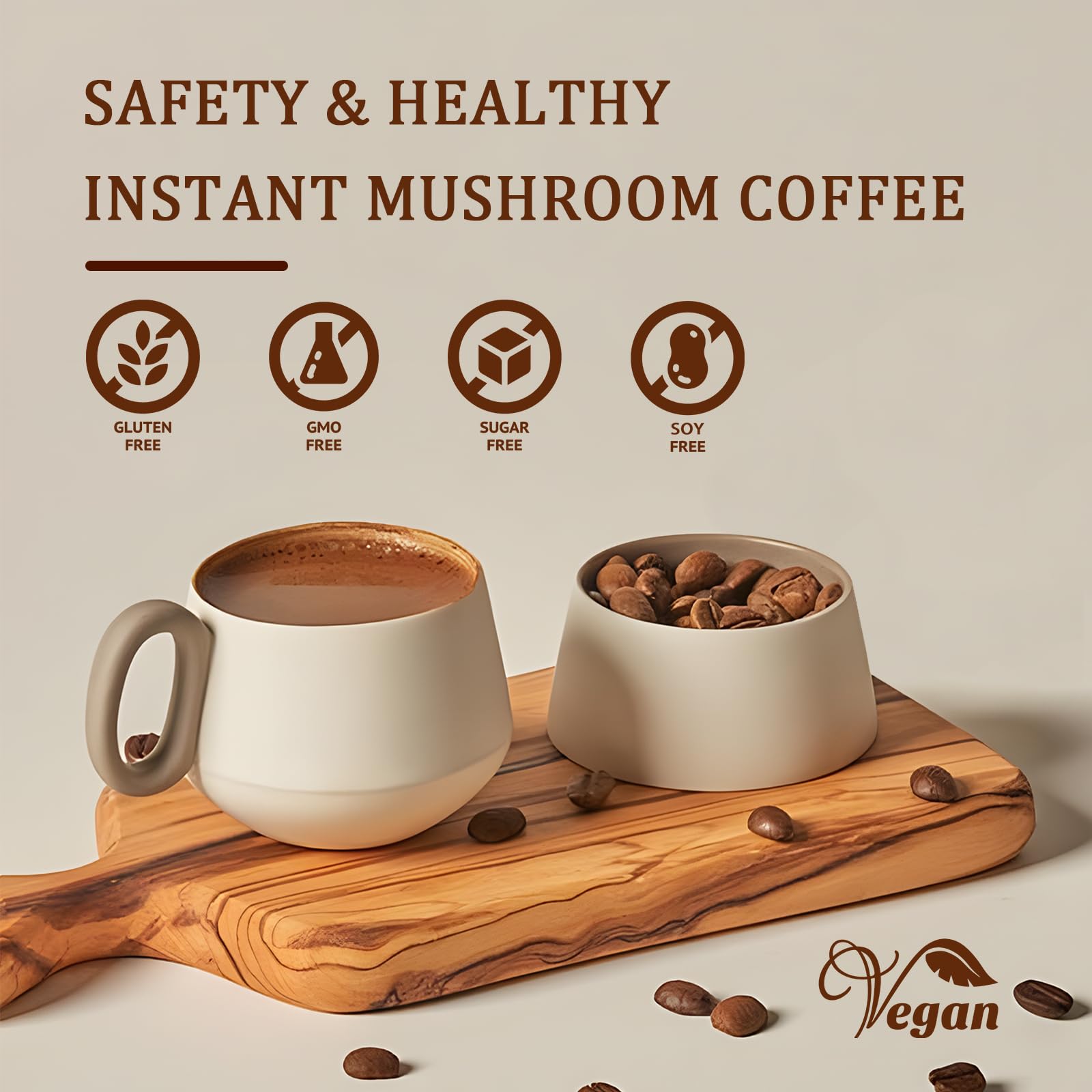 Mushroom Coffee | Enhanced Focus, Boosted Immunity, Improved Energy | 6 Adaptogenic Mushrooms: Cordyceps, Reishi, King Trumpet, Shiitake, Lion's Mane & Turkey Tail | 30 Servings