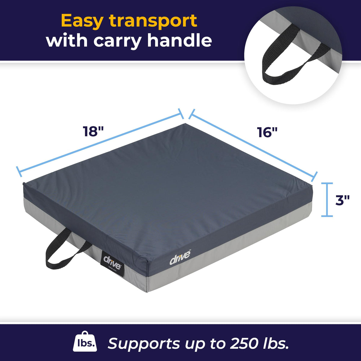 Drive Medical 14886 Skin Protection Gel Wheelchair Seat Cushion