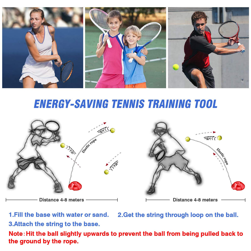 Teloon Solo Tennis Trainer Rebound Ball with String for Self Tennis Practice Training Tool for Adults or Kids Beginners with 2 String Balls Elastic and a Portable Mesh Bag