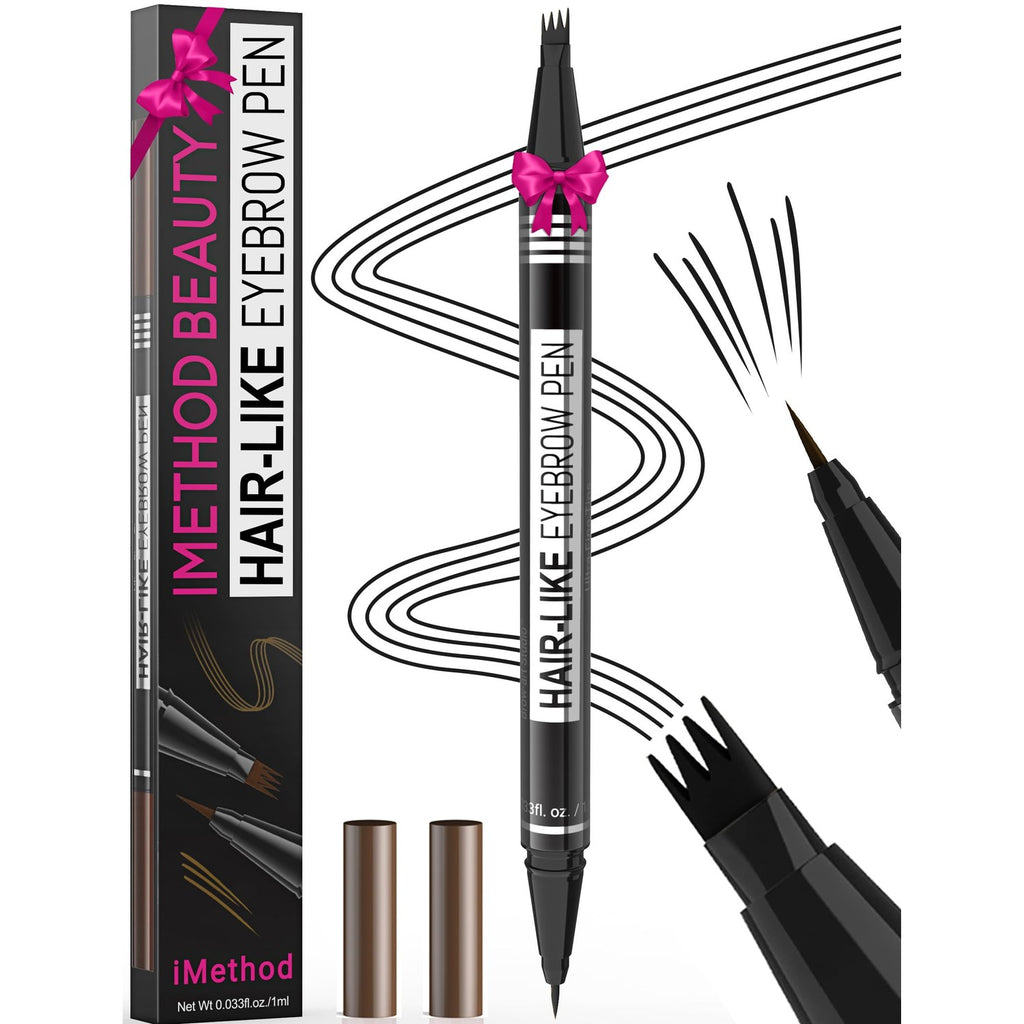 Buy now iMethod Microblading Eyebrow Pen - Eyebrow Pencil Magical 2-in-1 Dual-Ended Eye Brow Pencils for Women with 4-Fork-Tip & Ultra Precise Brush-Tip Create Natural Hair-Like Brows, Last All-Day, Brown at indiglob india