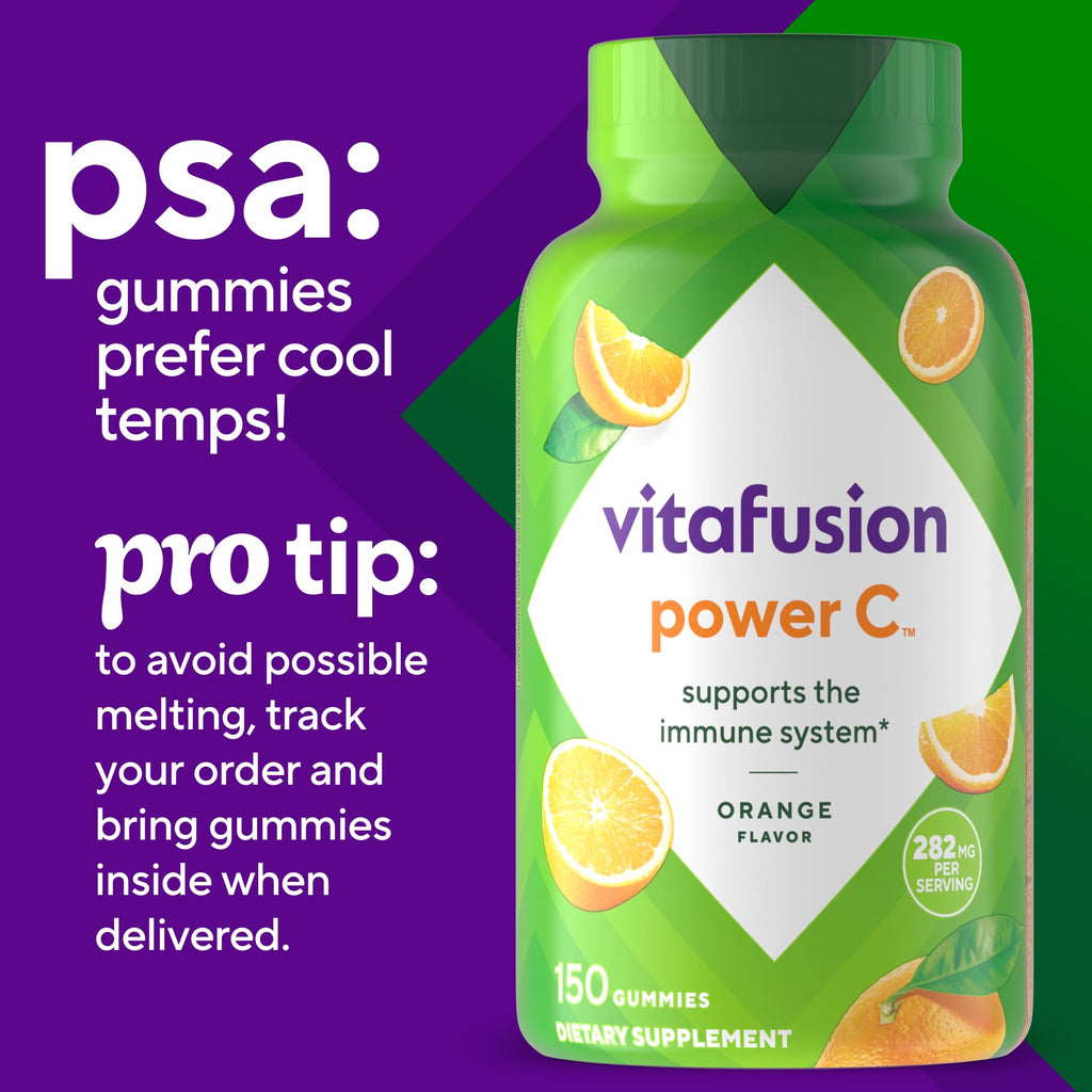 Vitafusion Power C Vitamin Gummies | 150 Count for Adult Men & Women | Orange Flavor | Gluten and Dairy-Free Gummy Supplement