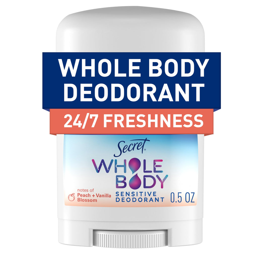 Secret Whole Body Deodorant Cream for Women, Travel Size, Peach & Vanilla Blossom Scent, Aluminum Free Deodorant, 72 HR Odor Protection, 0.8 oz (Pack of 2)
