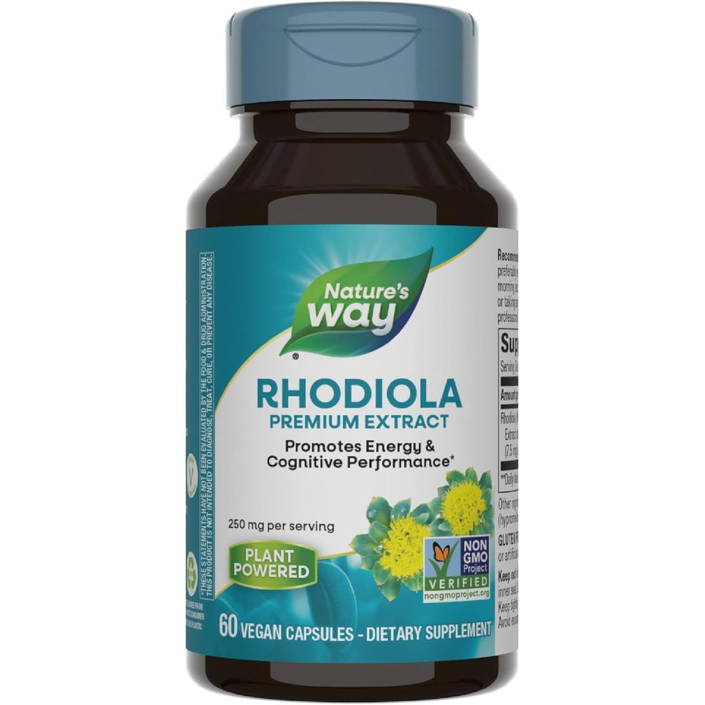Buy now Nature's Way Rhodiola Premium Extract, 250 mg per serving, Supports Energy & Cognitive Performance*, Adaptogenic Herb*, Non-GMO Project Verified, Vegan, Gluten Free, 60 Capsules (Packaging May Vary) at indiglob india